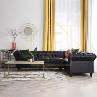 Left / Right Faux Leather Corner Sofa CHESTERFIELD