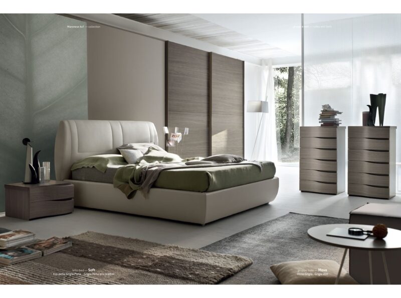 Modern Italian Eco-Leather Upholstered Bed