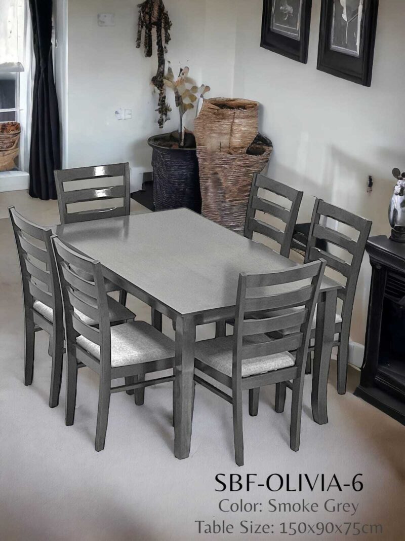 Smoke Grey 6-Seater Dining Table Set